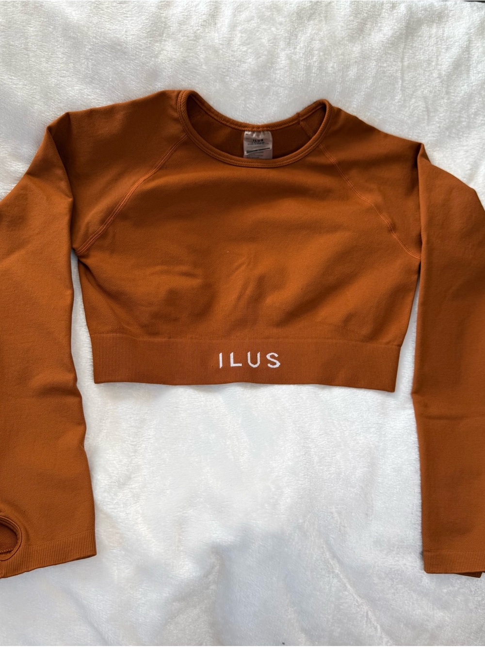 Rust Cropped Long-Sleeve Seamless Top